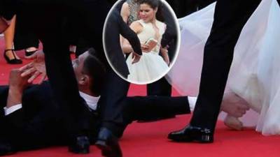 América Ferrera sufrió un susto cuando un hombre se metió abajo de su vestido en Cannes.