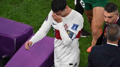 Cristiano Ronaldo salió entre lágrimas del Estadio tras quedar eliminado del Mundial con Portugal.