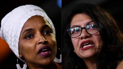 Ilhan Omar y Rashida Tlaib, las dos primeras mujeres musulmanas elegidas en el Congreso de EEUU. AFP