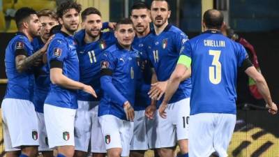 Los italianos son claros favoritos de su grupo para lograr el boleto al Mundial de Catar. Foto AFP.
