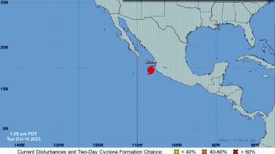 Localización del huracán Lidia, de categoría 3, en el Pacífico de México.