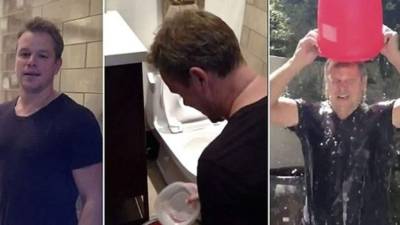 El actor Matt Damon es un preservador del agua y tiene una fundación, por ello decidió utilizar para el reto agua del inodoro.