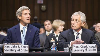 El secretario de Estado de Estados Unidos John Kerry testifica ante el Comité de Relaciones Internacionales del Senado hoy, martes 3 de septiembre de 2013, para buscar apoyo a favor de la intervención estadounidense en Siria en Washington (Estados Unidos).