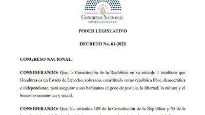 El decreto aprobado por los diputados de oposición.