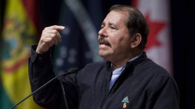 El presidente de Nicaragua, Daniel Ortega, durante su intervención en la V Cumbre de las Américas. AFP