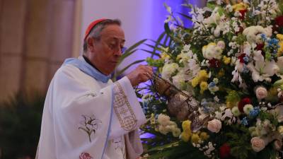 El cardenal Óscar Andrés Rodríguez participa en los actos conmemorativos de los 276 aniversario del hallazgo de la Virgen de Suyapa, hoy en Tegucigalpa (Honduras).