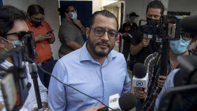 El canditato opositor, Félix Maradiaga, durante una conferencia de prensa previo a su arresto, el pasado 4 de junio.