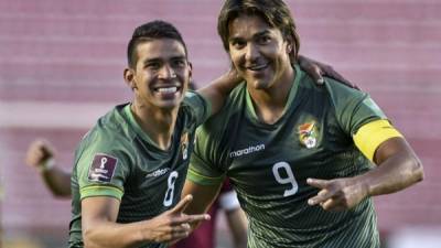 Marcelo Martins fue la figura de Bolivia al marcar un doblete. Foto AFP.