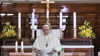 El papa Francisco asiste a un encuentro ecuménico en el que estuvieron presentes jóvenes de las varias iglesias cristianas del país, en Tallin (Estonia), hoy, 25 de septiembre de 2018. EFE