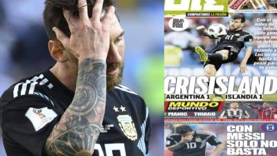 Messi falló un penal en el empate 1-1 de Argentina ante Islandia en su debut en el Mundial de Rusia 2018 por lo que han sido objeto de fuertes cuestionamientos por la prensa deportiva. Hoy te presentamos las portadas; los argentinos no perdonan.