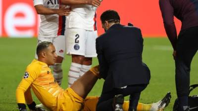 El tico Keylor Navas será una baja sensible en el PSG ante el Leipzig de Alemania. Foto AFP.