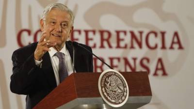 El presidente de México, Andrés Manuel López Obrador, habla en su conferencia de prensa diaria en Ciudad de México.