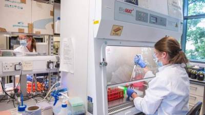Una científica de la Universidad de Oxford realiza estudios de la vacuna. Foto: EFE