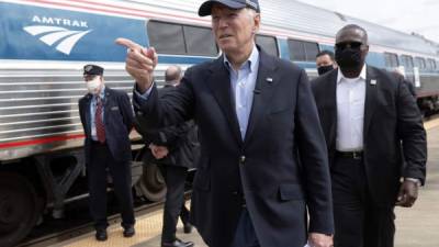 Biden inició una gira por tren por varios estados./AFP.