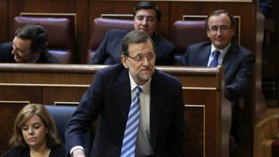 El presidente del Gobierno, Mariano Rajoy, durante la votación de la ley orgánica que permitirá la abdicación de Juan Carlos I.