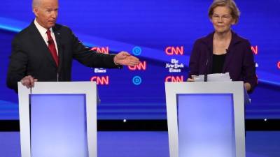 El ex vicepresidente Joe Biden disputa el liderazgo en los sondeos de intención de voto con la senadora Elizabeth Warren para las primarias demócratas./AFP.