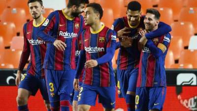 Lionel Messi anotó un doblete en la victoria de 3-2 del Barcelona ante Valencia por la jornada 34 de la Liga Santander. Foto AFP.