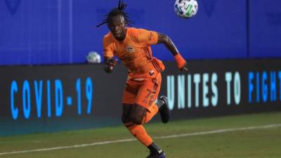 REUNION, FLORIDA - JULY 13: Alberth Elis #7 of Houston Dynamo controls the ball during a match between Los Angeles FC and Houston Dynamo as part of MLS is Back Tournament at ESPN Wide World of Sports Complex on July 13, 2020 in Reunion, Florida. Mike Ehrmann/Getty Images/AFP