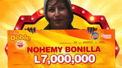 Nohemy Bonilla es la ganadora de 7 millones de lempiras, en el sorteo del pasado 29 de agosto.