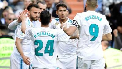 Los jugadores del Real Madrid celebrando un gol contra el Leganés. Foto AFP