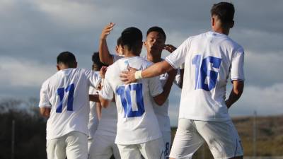 Jugadores de la Sub-23 de Honduras festejando uno de los tres goles.