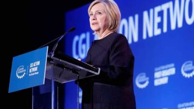 La exsecretaria de Estado de EEUU Hillary Clinton participa en la jornada de clausura del encuentro de la Iniciativa Global Clinton (CGI) este miércoles, en San Juan, Puerto Rico.