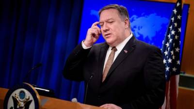 El secretario de Estado de EEUU, ayer al anunciar las medidas contra la Corte Penal Internacional.