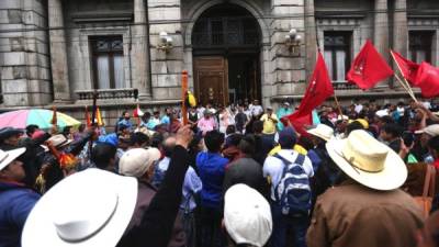 Un grupo de campesinos se manifiesta en Guatemala. EFE.