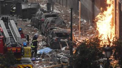 Una explosión de gran magnitud causó la muerte de tres personas este miércoles en el centro de la capital española, Madrid. Foto AFP