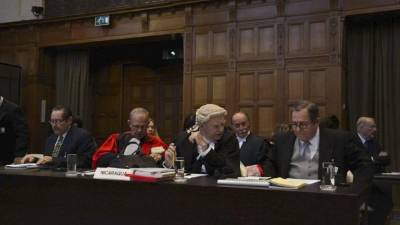 Delegación de Nicaragua defiende sus intereses ante la Corte Internacional de Justicia. Foto: EFE