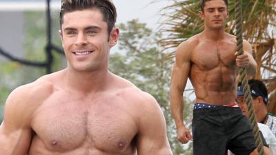 Así lucía el actor Zac Efron en su película de 2017, “Baywatch”.