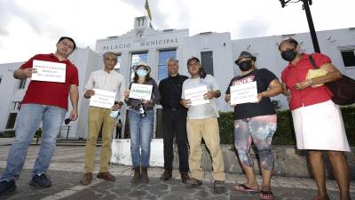 Mipymes protestan frente a la alcaldía de San Pedro Sula