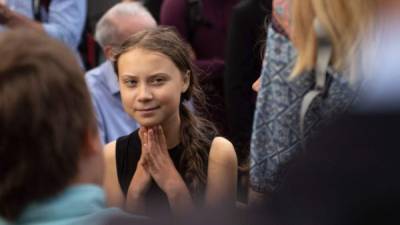 La activista Greta Thunberg durante una protesta por el medio ambiente en Washington D.C./AFP.