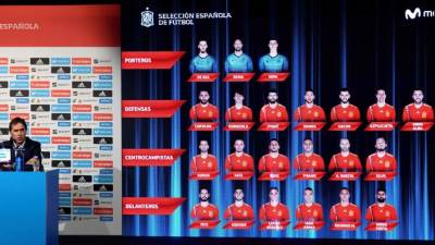 Julen Lopetegui , seleccionador de España, dio la lista de los 23 que estarán en el Mundia. FOTO AFP.