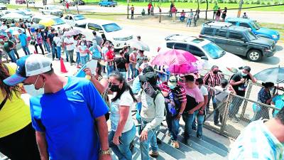 Enormes filas se forman a las afueras del RNP en San Pedro Sula, ya que muchas personas tienen inconsistencias en el DNI.