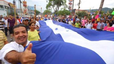 Hondureños durante una protesta en Honduras. Foto de archivo.