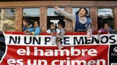 Protesta contra el hambre infantil en Buenos Aires.