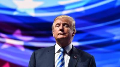 El presidente de EEUU, Donald Trump en la Reunión Anual y Exposiciones de NRA. AFP