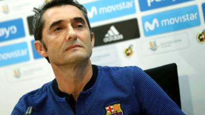 El entrenador del FC Barcelona, Ernesto Valverde, durante la rueda de prensa. FOTO EFE.