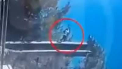 Momento en el que cae Inessa Polenko.