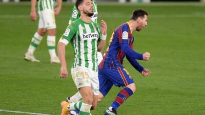 Messi gritó a todo pulmón su gol ante Betis. Foto AFP.