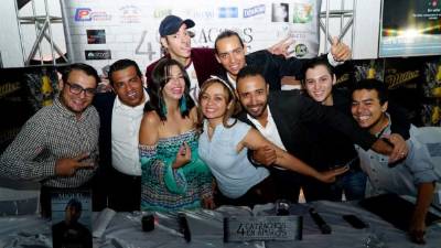 Roger Sabillón, Kevin Villatoro, Jacqueline Salgado, Carmen Pineda, Sebastián Aldri, Alejandro Cartagena, Antonio Chávez y Juan y Ángel Funes en la presentación del tráiler.