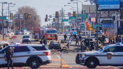 Vista del accidente aéreo en Filadelfia.