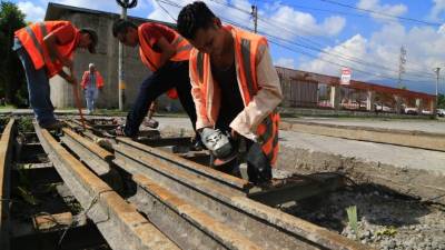 Personal de la Municipalidad trabaja en la reconstrucción del quiebrapatas.