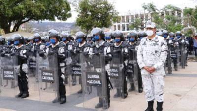Despliegue de elementos de la Guardia Nacional mexicana, los que han sido enviados a la frotera con Guatemala.
