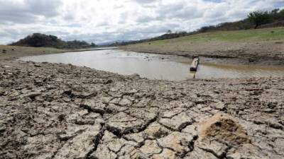 En la capital Tegucigalpa hay escasez de agua. Fotografía que muestra el escaso nivel del vital líquido en la represa Los Laureles.