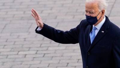 Vista del presidente de EE.UU., Joe Biden, al salir de su ceremonia de investidura, este 20 de enero de 2021, en Washington. EFE/Melina Mara