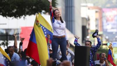 La líder opositora venezolana, María Corina Machado, durante una manifestación en Caracas el pasado jueves.