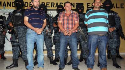 Luis, Miguel y José Valle, señalados por Estados Unidos por narcotráfico. Fotografía de octubre de 2014, cuando fueron detenidos por las autoridades hondureñas.