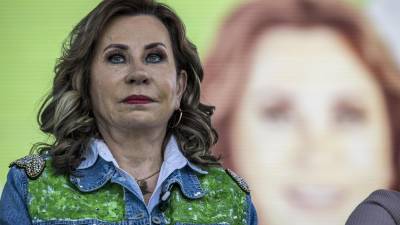 La ex primera dama Sandra Torres durante un mitin en el mercado La Terminal, en Ciudad de Guatemala (Guatemala).